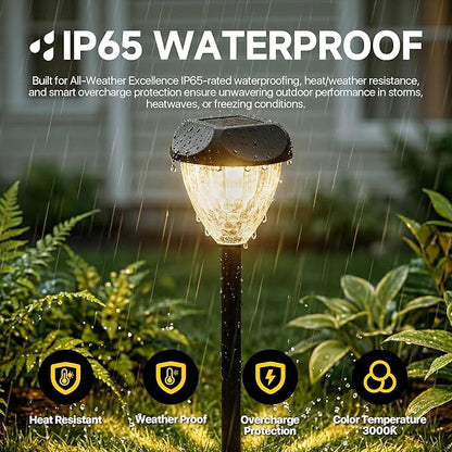 Ensenior Solar Pathway Lights Outdoor - 14.17" Height, 3000K LED Landscape Garden Lights, IP65 Waterproof, Tool-Free Auto ON/Off for Garden Yard Patio Walkway Landscape, 8-Pack