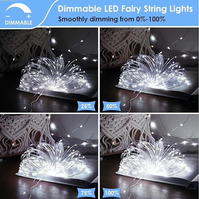 Mlambert 3 Pack 33FT Fairy Lights Battery Operated with Remote and Timer, Dimmable Waterproof 8 Modes Lights for Classroom Christmas Party-Cool White