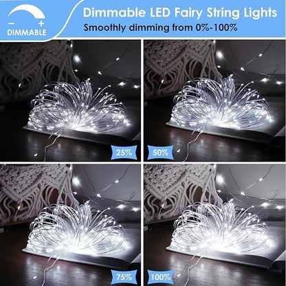 Mlambert 3 Pack 33FT Fairy Lights Battery Operated with Remote and Timer, Dimmable Waterproof 8 Modes Lights for Classroom Christmas Party-Cool White