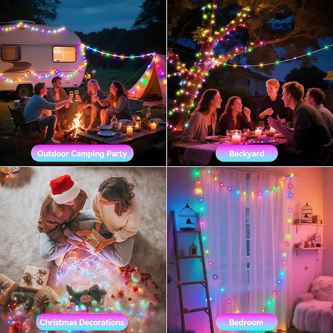 Lakumu 2-in-1 Rechargeable Fairy Lights Battery Operated, 132FT(2×66) Twinkle Lights with Remote & Timer, 400 LED String Lights for Bedroom Waterproof Outdoor Camping, Christmas Decorations Multicolor