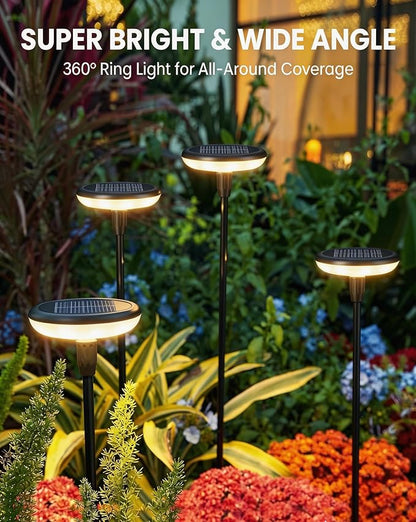 LETMY Solar Pathway Lights Outdoor, 8 Pack Durable Metal Solar Path Lights, Auto On/Off Garden Lights Solar Powered, IP65 Waterproof Solar Lights Outdoor for Landscape, Path, Garden, Patio, Driveway