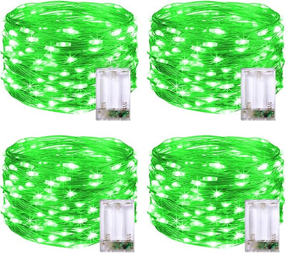 4-Pack 1ft Christmas LED String Lights, Waterproof Timer Lights