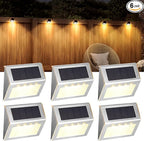 6-Pack Warm White Modern Solar Patio Lights, Outdoor LED