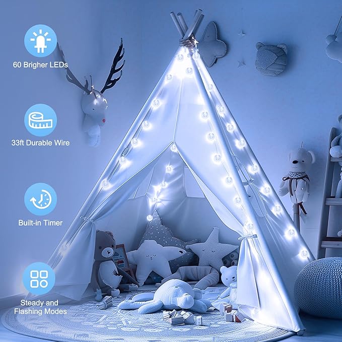 Christmas Fairy Lights, 33ft 100 LED Battery Twinkle Lights