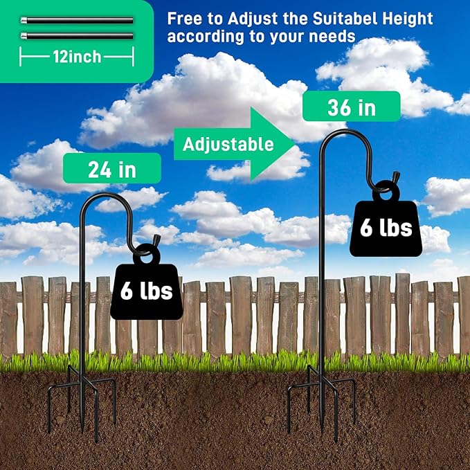36" Shepherd's Hooks, Heavy-Duty Garden Stakes