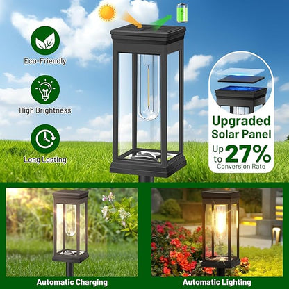 BesLowe Upgraded Solar Pathway Lights Outdoor, 6-Pack Large LED Solar Light Outdoor Waterproof, Super Bright Outside Lights for Yard, Sun-Powered Landscape Lighting for Garden Walkway, Warm White