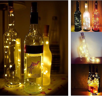 Decorman 10 Pack Solar Powered Wine Bottle Lights, 10 LED Waterproof Copper Cork Shaped Lights for Wedding/Christmas/Outdoor/Holiday/Garden/Patio/Yard/Pathway Decor (Warm White)
