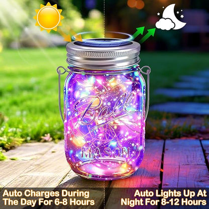 VOOKRY Solar Mason Jar Lid Lights - 10 Pack 30 Led Mason Jar Solar Lights Outdoor Fairy Lights with Hangers(No Jars) Waterproof for Mason Jar DIY Lanterns Patio Garden Decor Table Lights(Multicolor)