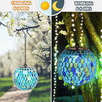Mosaic Solar Hanging Lanterns, Rustic Yard Decor