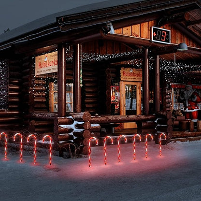 Christmas Candy Cane Lights Outdoor Pathway，12Pack Light up Candy Canes 16" Christmas Sidewalk Walkway Lights with 72 Incandescent Large Lighted Candycane Outdoors Decorations Yard Stakes