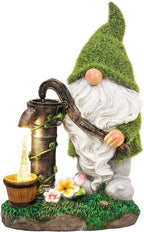 9" Gnome Solar Lawn Figurine Light, Waterproof