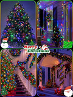 2-Pack 66ft Christmas LED String Lights, Waterproof Timer Lights