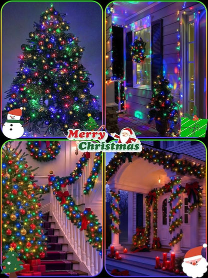 2 Pack Battery Operated Christmas Lights with Timer, 66FT 200 LED Waterproof Battery Twinkle Light, 8 Modes Green Wire Fairy Lights for Indoor & Outdoor Bedroom Tree Christmas Decorations (Multicolor)