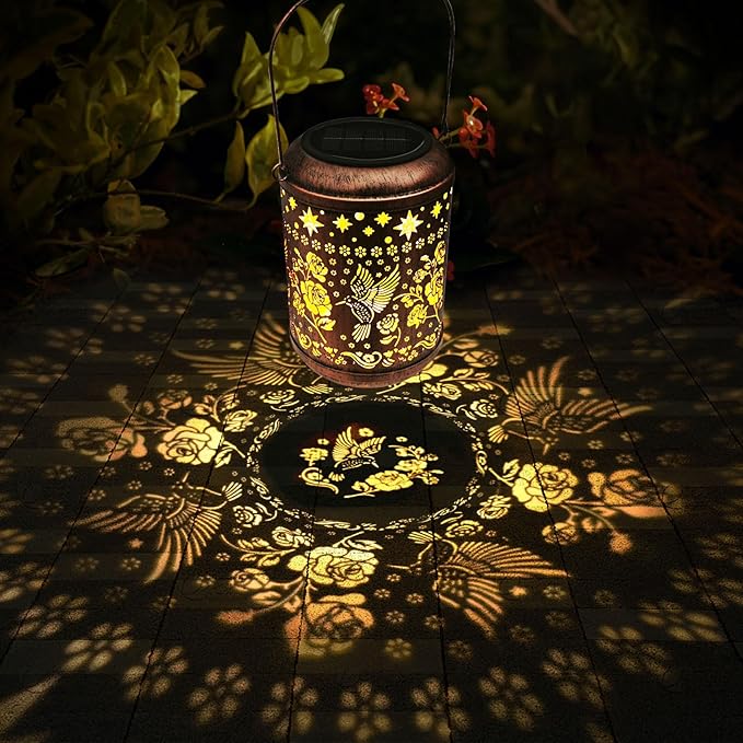 Hummingbird Solar Hanging Lanterns 2-Pack, Elegant Yard Decor