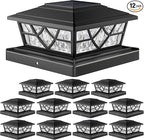 Solar Post Cap Lights 12-Pack, Waterproof LED