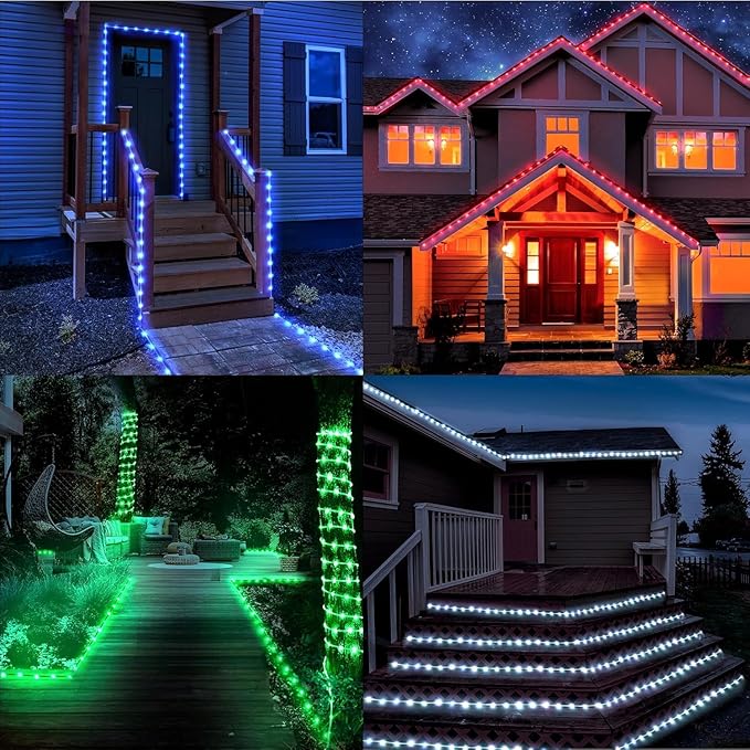 100FT 300LED Rope Lights Outdoor String Lights Plug in, Warm White & Color Changing Christmas Lights Outdoor,Waterproof Fairy Lights with Remote for Balcony(Not Connectable)