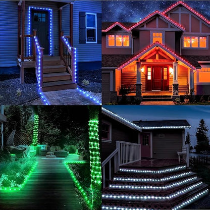 100FT 300LED Rope Lights Outdoor String Lights Plug in, Warm White & Color Changing Christmas Lights Outdoor,Waterproof Fairy Lights with Remote for Balcony(Not Connectable)