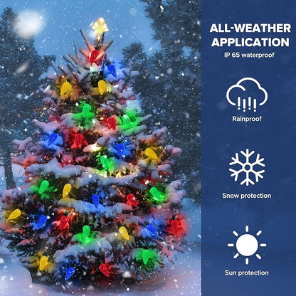 Christmas Decorations Solar Strawberry String Lights Outdoor,50LED Multicolor C6 Strawberry with Xmas Gifts Decor,Waterproof Solar Christmas Lights for Home,Porch,Tree,Roofline Decor