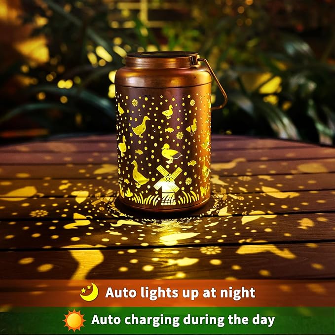 Classic Hanging Solar Lanterns for Yard, Waterproof LED