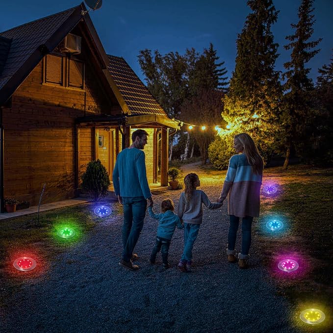 Solar Flat Disk Lights 16-Pack, Waterproof Landscape