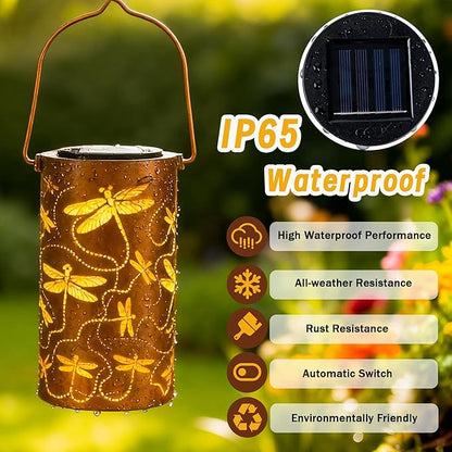 Dragonfly Solar Lanterns Outdoor Waterproof, Birthday Gifts for Women Mom Grandma, Hanging Solar Lights for Yard, Patio, Porch, Garden Decor, Christmas Gifts for Her/Him
