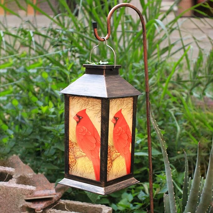 Solar Lanterns, Outdoor Hanging Lanterns Waterproof LED Solar Cardinal Lights Tabletop Lamp for Outdoor Patio Garden as Gifts for Mom Grandma Women