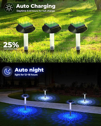 ALEPOD Color Changing Solar Pathway Lights - 6 Pack IP68 Waterproof with 7 RGB Modes for Halloween & Christmas Yard, Garden, Walkway, Pathway, Backyard, Lawn Decoration