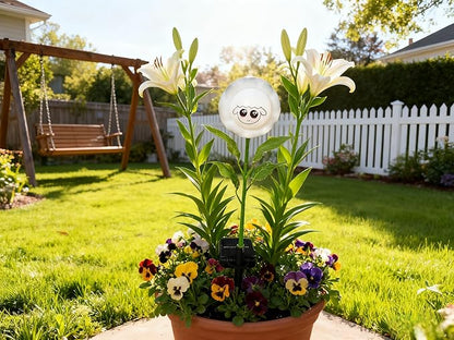 Personified Bobble Face Wind Spinners Sunflower Solar Fairy Light Outdoor with Funny Sheep Face - Garden Decor, Waterproof Auto-On/Off Pathway, Lawn, Yard Stake Light for Decorations - Single Pack