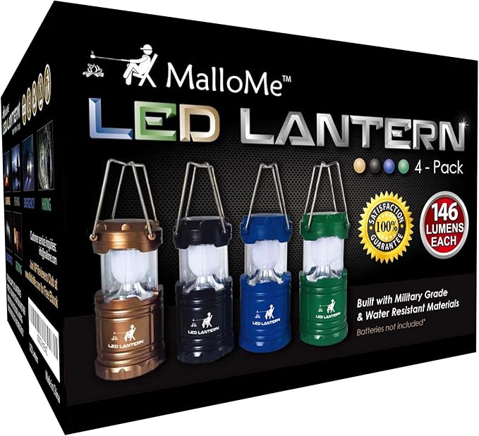 4-Pack Multi-Function Rechargeable Camping Lantern