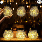 Firefly Solar Lantern Set 4-Pack, Rustic Yard Lighting