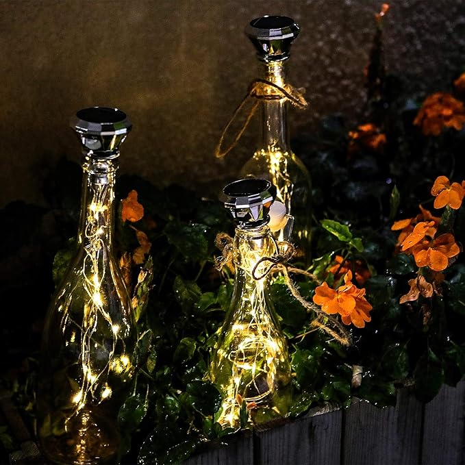 Starry Love Bottle Lights Solar Wine Bottle Lights 10 Packs 20LED Outdoor Waterproof Fairy Light Strings for Recycling Wine Bottle Decoration