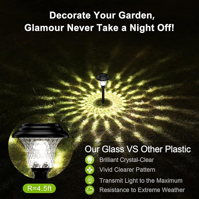 Cool White Solar Pathway Lights 8-Pack, Walkway LED