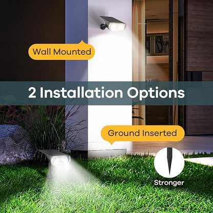 Linkind Solar Lights Outdoor Waterproof IP65, StarRay Dusk-to-Dawn Outdoor Solar Lights, 3 Lighting Modes Solar Spot Lights Outdoor for Garden, Yard, Landscape (Daylight, 6 Pack)