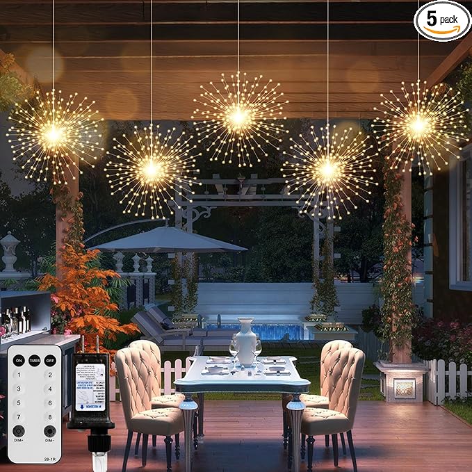 Firework Fairy Lights 5-Pack, 200 LED Starburst