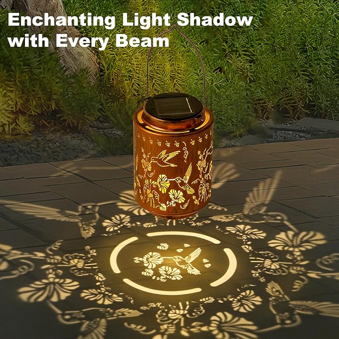 Decorative Hummingbird Solar Lantern, Birthday Gifts for Women Mom Grandma, Outdoor Waterproof Hanging Garden Decor for Patio, Yard