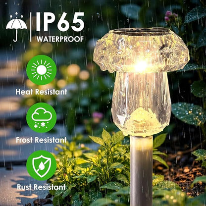 Mancra 8 Pack Solar Pathway Lights Outdoor, Mushroom Solar Garden Lights Waterproof Dusk to Dawn Solar Outdoor Lights for Yard, Walkway, Garden Decorations, Warm White