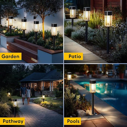 8 Pack Solar Pathway Lights Outdoor Waterproof, High Brightness LED Solar Garden Lights for Patio, Yard, Lawn, Landscape, Driveway, Walkway, Auto On/Off, 3000K