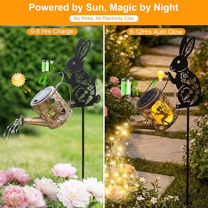 Solar Bunny Garden Statue Light, Outdoor Decor