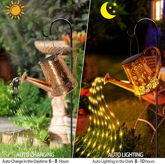 Solar Watering Can Lights, Unique Gardening Owl Gifts for Christmas Mom Women Grandma Birthday, Waterproof Large Hanging Solar Lantern for Outdoor Garden Patio Yard Pathway