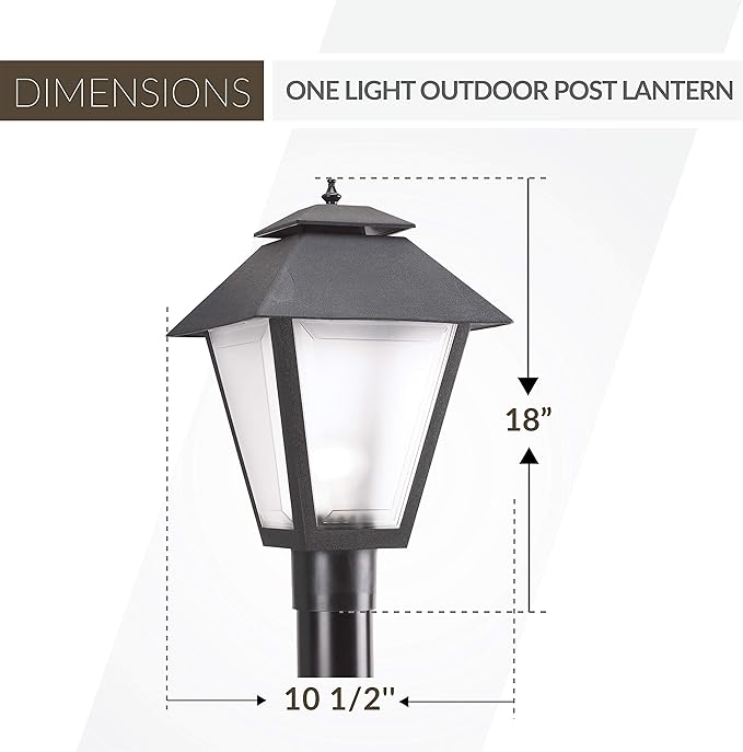 Generation Lighting 82065-12 Polycarbonate One-Light Outdoor Post Lantern Outside Lighting, Black Finish