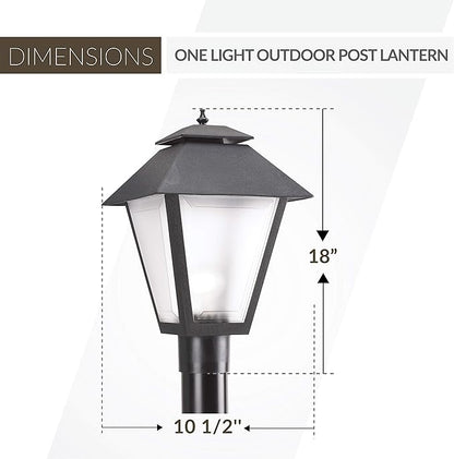 Generation Lighting 82065-12 Polycarbonate One-Light Outdoor Post Lantern Outside Lighting, Black Finish