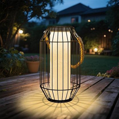 Large Solar Lanterns Outdoor Rechargeable Hanging/Standing Lantern Waterproof Metal Solar Table Lamp with Warm Lights Retro Handle for Patio,Yard,Garden,Proch,Trees, Wedding Decoration