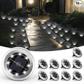 10-Pack Solar Ground Disk Lights, Cool White Waterproof LED
