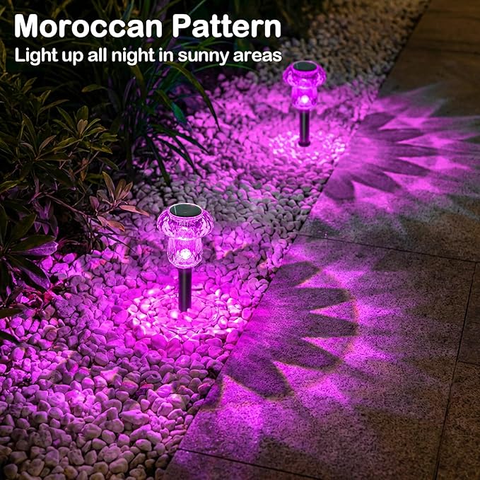 Solar Pathway Lights Outdoor 8 Pack Mushroom Garden Lights Waterproof Solar Powered Yard Lighting for Landscape, Driveway, Path, Walkway, Patio, Outside Garden Decorations, Pink Purple