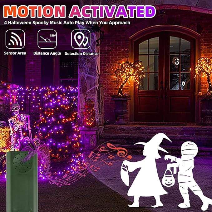 100 LED Halloween Twinkle Lights, 33ft Waterproof for Porch