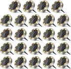 Solar Flat Disk Lights 24-Pack, Waterproof Landscape