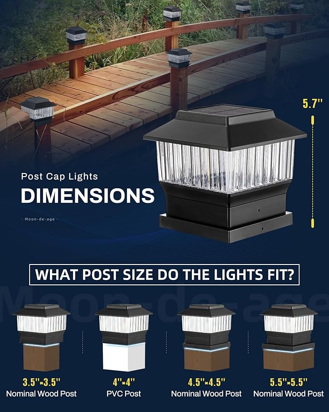 RGB&Warm Solar Post Cap Lights 50 Lumen, Outdoor 4x4 3.5x3.5 4.5x4.5 or 5.5x5.5 Led Fence Deck Patio Garden Post Lights for Christmas Halloween Parties(Black, 4 Pack)
