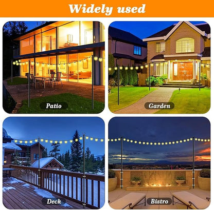 6 Pack String Light Poles,10 Ft Light Poles for Outside String Lights,Outdoor Lights Pole with Fork,Metal Poles Stand for Patio Deck Backyard