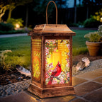 Charming Cardinal Solar Lanterns for Backyard, Waterproof LED