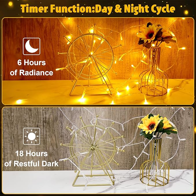 String Lights Outdoor Waterproof 9.8ft 30 LED, Warm White Fairy Lights Battery Operated with Timer Clear Wire for Indoor & Outdoor Decorations Garland Party Garden